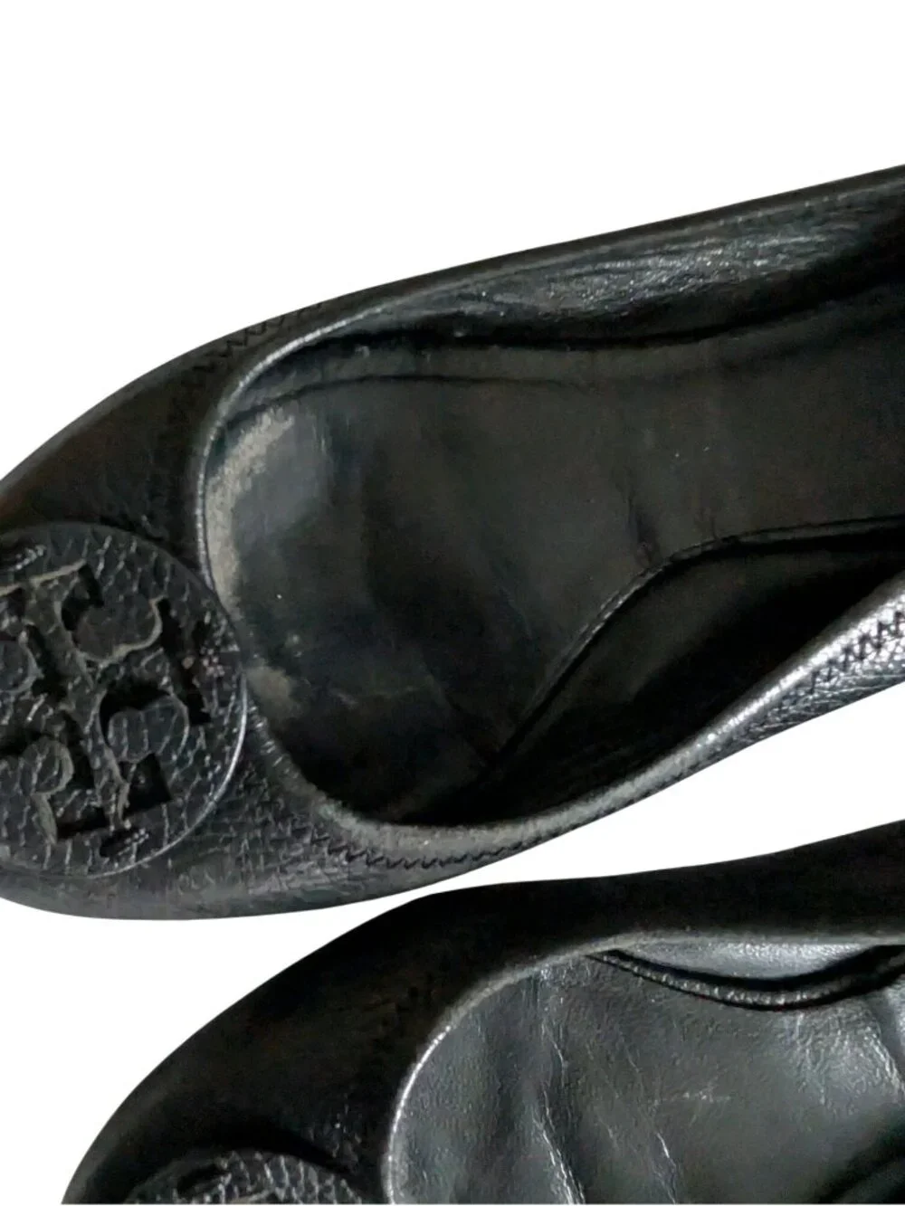 Tory Burch Minnie Travel Ballet Flats Womens 6.5 Black Leather Slip On Shoes